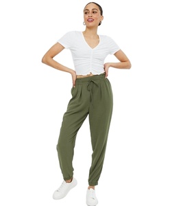 Wholesale Drawstring Track <b>Pants</b> Streetwear Sweatpants Solid Color Dyed Cotton Fleece Color Block Trousers Women's Sweatpants - Product Image 1