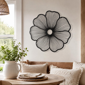 <b>Large</b> Steel Flower <b>Wall</b> Art Modern Floral Metal Sculpture for Living Room Bedroom Hallway Elegant Home <b>Decoration</b> - Product Image 4