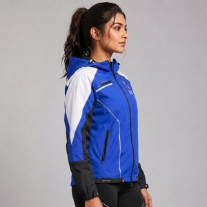 Chaqueta Cortavientos Acolchada con Capucha para Mujer, Talla Grande, Manga Larga, Exterior de Nailon, Estilo Utilitario Otoñal, Corte Regular, Color Sólido - Product Image 4