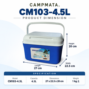 กล่องเก็บความเย็น CAMPMATA CM103-4.5L รูปทรงสี่เหลี่ยมผืนผ้า ทำจากพลาสติก น้ำหนักเบา พกพาสะดวก เหมาะสำหรับกิจกรรมกลางแจ้ง ตั้งแคมป์ ตกปลา ปิกนิก และชายหาด - Product Image 3
