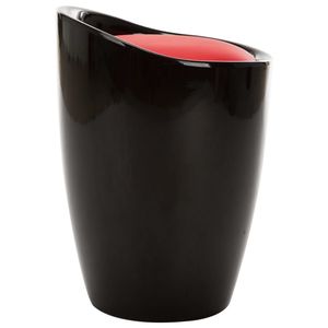 Tabouret et ottoman de rangement compacts en similicuir noir et rouge et en plastique - Product Image 3