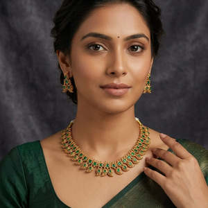 Jewelemarket Heritage Pota Stone <b>Choker</b> Necklace Set Fashion Jewelry 10575503GR - Product Image 3