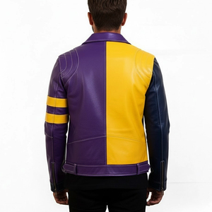 Veste d'hiver unisexe pour homme, design color block, veste en cuir véritable pour homme, col montant, respirante, de haute qualité, personnalisable - Product Image 2