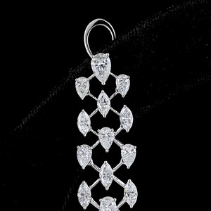 Trendy Pear Marquise Emerald Cut Lab Grown Diamond Long Dangle <b>Earrings</b> 10K 14K 18K Gold 925 935 <b>Silver</b> for Party <b>Wedding</b> Gift - Product Image 3
