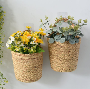 Pots de rangement au sol en jacinthe d'eau de style rétro, fabriqués au Vietnam, avec poignées, tissés à la main, écologiques - Product Image 4