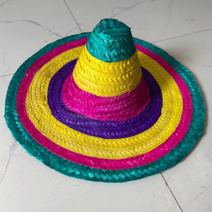 หมวกฟางสไตล์เม็กซิกันวินเทจ ปักลายด้วยมือ ขอบสีสันสดใส-หมวกซอมเบรโรสำหรับงานกีฬา งานเลี้ยงสังสรรค์ งานแต่งงาน - Product Image 1