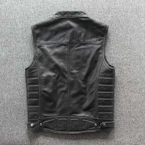 <b>Men</b>’s Vintage Black Leather Vest Genuine Leather Motorcycle Biker Vest for <b>Men</b> Classic Rider Style Sleeveless <b>Jacket</b> - Product Image 2