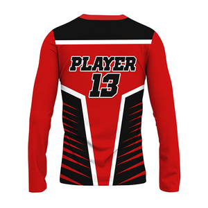 Maillot de football personnalisé pour équipe, en polyester, pour hommes, sublimé, rouge et noir, à manches longues, uniforme de football américain - Product Image 5