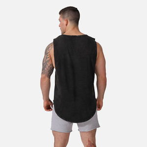 <b>Top</b> Trendy Premium High Quality Men's <b>Black</b> Cotton Tank <b>Top</b> O-Neck Solid Color Casual Knitted Sleeveless <b>Vest</b> Breathable - Product Image 4