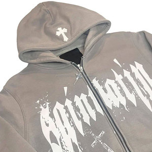 Sudadera con Capucha Personalizada para Hombre, con Cierre, Bordada, Lisa, Deportiva, con Logotipo, de Algodón y Felpa, para Invierno, Venta al Por Mayor - Product Image 4