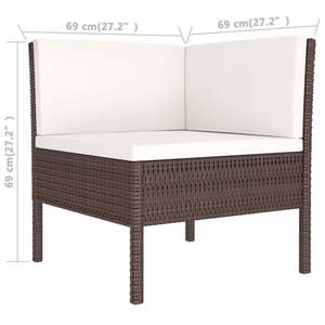 Ensemble de meubles de jardin en rotin PE marron, 3 pièces - Product Image 5