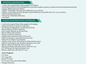 ตู้ปลอดเชื้อชั้น II A2 พร้อมหน้าจอ HMI สำหรับห้องปฏิบัติการ ระบบกรองอากาศ HEPA ระบบไหลเวียนอากาศ  พื้นที่ทำงานสแตนเลส อุปกรณ์เสริม - Product Image 5