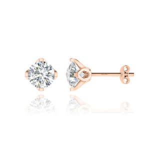 Boucles d'oreilles clous en diamant de laboratoire étincelant pour femme, luxe, or massif 14 carats, or blanc/jaune, diamant VVS2/VS1, pour mariage et anniversaire - Product Image 5
