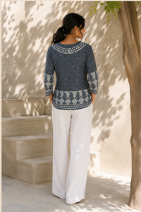 Women Cotton Kurta Round Neck Three Quarter Sleeve Printed Loose Fit Short <b>Kurti</b> Casual Ethnic Daily Wear <b>Indian</b> Summer Fashion - Product Image 2