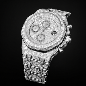 Iced Out Baguette Moissanite Diamond Chronograph Watch Full Iced Hip Hop Luxury <b>Men</b> Stainless Steel <b>Wristwatch</b> Gift - Product Image 1