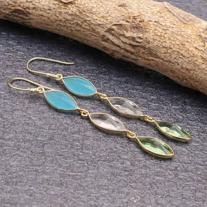 ต่างหูทองเหลืองชุบเงินทำมือสไตล์โบโฮวินเทจแบบยาวหลายชิ้น - Product Image 1