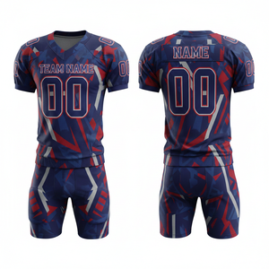 Conjunto de Uniforme de Fútbol Americano Sublimado Personalizable, Camiseta y Pantalones Cortos, 100% Poliéster Transpirable con Posición para Logotipo Frontal - Product Image 2