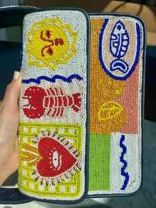 Sac à bandoulière en perles abstraites d'art moderne, motif mosaïque multicolore, sac à rabat en tissu, mode féminine pour soirée, vente en gros - Product Image 2