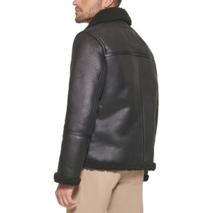 Men's Reversible Leather <b>Jacket</b> Front Zip Closure Fur Collar Men's Leather <b>Jacket</b> - Product Image 2