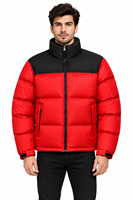 Veste matelassée rouge et noire personnalisée pour homme, veste d'hiver chaude à capuche, 100% haute qualité, mode outdoor, légère, isolée, avec fermeture éclair