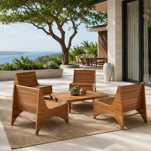 Sillón de Exterior Moderno de Madera de Teca Sólida para Hotel, Resort, Villa, Patio y Jardín - Product Image 1