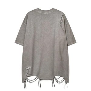 T-shirts tendance unis coupe classique effet usé pour hommes 100% coton écologique couleur personnalisée légers logo personnalisé - Product Image 6