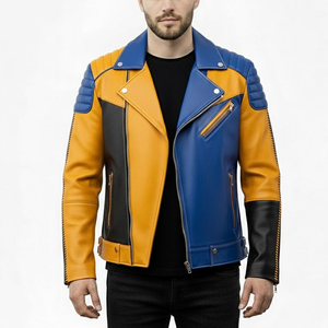 Latest Hot Selling Design Winter <b>Jacket</b> Men Red <b>Real</b> <b>Leather</b> <b>Jacket</b> Streetwear Square Collar <b>Leather</b> Outdoor <b>Jacket</b> Men's - Product Image 1