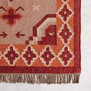 Tapis tissé plat bohème chic, tapis kilim en jute et laine tissés à la main sur mesure pour salon, chambre et bureau - Product Image 6