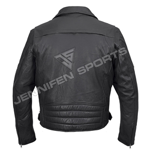 Chaqueta de Cuero Vacuno Negra de Alta Calidad para Motocicleta, con Solapa, Estilo Casual, Cierre Diagonal, para Hombre, Gruesa y Resistente - Product Image 3