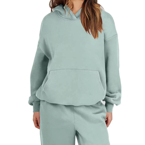 Ensemble de survêtement chaud pour femme, automne-hiver, épais, 2 pièces, pantalon de jogging et sweat à capuche, coupe ample, personnalisable avec OEM - Product Image 6