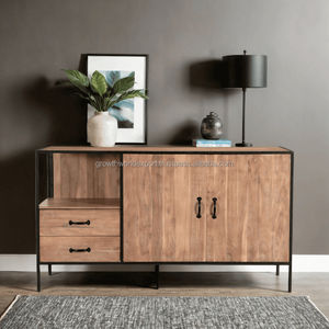 Muebles de Salón 2026, Último Diseño, Estilo Industrial, Madera de Mango Hecha a Mano, Ecológica, Mueble de TV Deslizante Multifuncional - Product Image 3