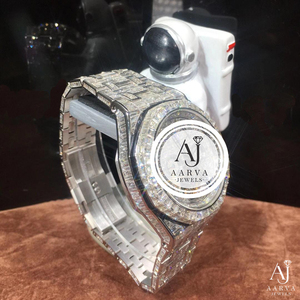 Montre mécanique en acier inoxydable avec incrustation de diamants, cadran carré, bracelet de 20 mm, pierres précieuses, bijoux de luxe, cadeau - Product Image 2