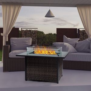 Tavolo con Braciere a Gas Propano da 44 Pollici, 50.000 BTU, Piano in Vetro Temperato, Coperchio in Acciaio con Pietra Blu, Design Quadrato Antivento - Product Image 6