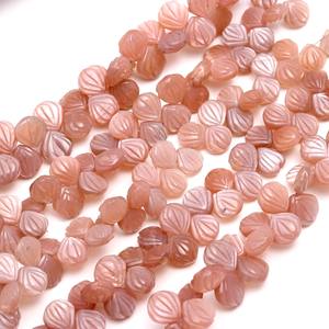 Cuentas de piedra lunar de melocotón natural talladas a mano, cuentas de piedras preciosas talladas a mano, cuentas de piedra lunar con perforación lateral para joyería - Product Image 4
