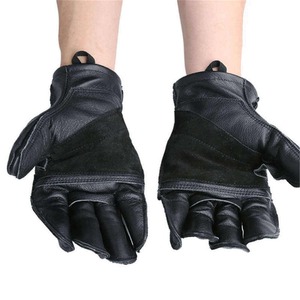 Tactical Leather Gloves With Adjustable Wrist <b>Strap</b> For Outdoor Men Use - Product Image 6