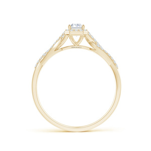 <b>Emerald</b> Cut Lab Grown Diamond Halo Engagement <b>Ring</b> with Split Shank Pave Setting in 10K 14K 18K Gold 925 935 <b>Silver</b> - Product Image 4