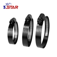 Collier de serrage réglable métrique de type américain en acier inoxydable SS304 noir électrolytique, de haute qualité, durable et antirouille