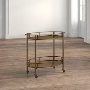 Handmade Metal Rolling Storage Trolley with Modern Industrial Design Powder Coated Finish Spacious <b>Utility</b> Shelves for Kitchen - Product Image 1