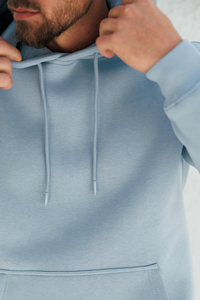 Men's Light <b>Blue</b> Hooded Sweatshirt Regular Fit Cotton Fleece Casual Pocket Long Sleeve Autumn Wear 2027 - Product Image 6