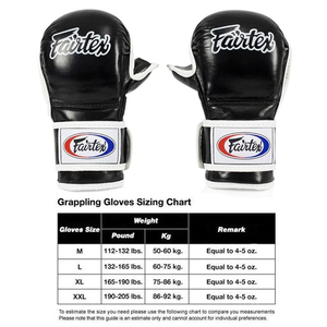 Guantes de MMA Fairtex para fabricantes OEM al por mayor, de cuero profesional negro completo, de medio dedo, para Muay Thai y MMA - Product Image 6
