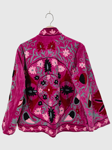 Veste en velours à col mandarin brodée à la main avec des motifs floraux, manches longues, taille plus, vêtements d'hiver pour adultes - Product Image 5
