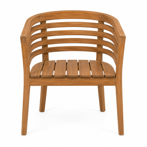 Modern Eco-Friendly Waterproof Wood Dining <b>Chair</b> with Curved <b>Back</b> Slatted Seat Stable Design for Hotel Park Villa Dining Rooms - Product Image 2