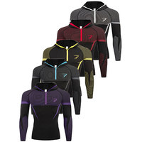   Sudadera con Capucha y Cremallera para Hombre 5.0 SH-ARK, Estampada, Ajustada, de Secado Rápido, Transpirable, Compresión, Capa Base Deportiva