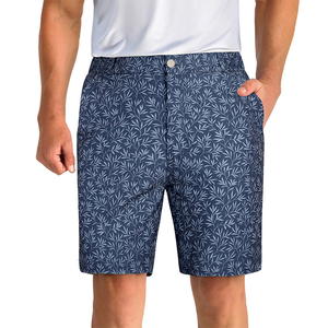 Shorts décontractés pour hommes en polyester tissé à imprimé floral gris, avec fermeture boutonnée, respirants, pour le golf - Product Image 1