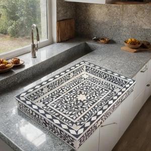 Plateau Feng Shui de Luxe Fait Main Écologique avec Incrustations en Os – Design Décoratif Élégant, Qualité Supérieure pour la Maison et la Cuisine (Idéal pour Servir) - Product Image 2