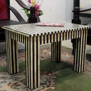 Mesa de Centro de Estilo Art Deco Europeo Moderno, Hecha a Mano, con Incrustaciones de Hueso, Forma Cuadrada, Material de Madera, para Sala de Estar Interior - Product Image 1
