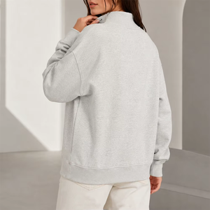 Women High Neck Applique Streetwear Manufacturer Hoodie <b>Retro</b> Embroidery Pullover Heather Grey <b>Fabric</b> Graphic Print Wholesale - Product Image 4