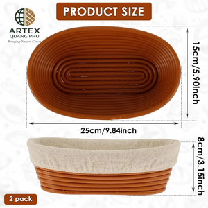 Juego de Bannetons Ovalados de Ratán Hechos a Mano para Fermentación de Pan, Naturales y Antiadherentes, Proveedor Vietnamita ARTEX QUANG PHU - Product Image 5
