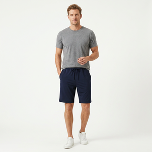 Shorts Bermuda pour homme, couleur unie, cordon de serrage à la taille, poches, décontractés, respirants, en polyester tricoté - Product Image 4