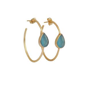 Hermoso pendiente de piedra preciosa de apatita, chapados en oro pendientes de aro, joyería de piedras preciosas de corte facetado, pendientes de uso diario, artículo de regalo para ella - Product Image 3